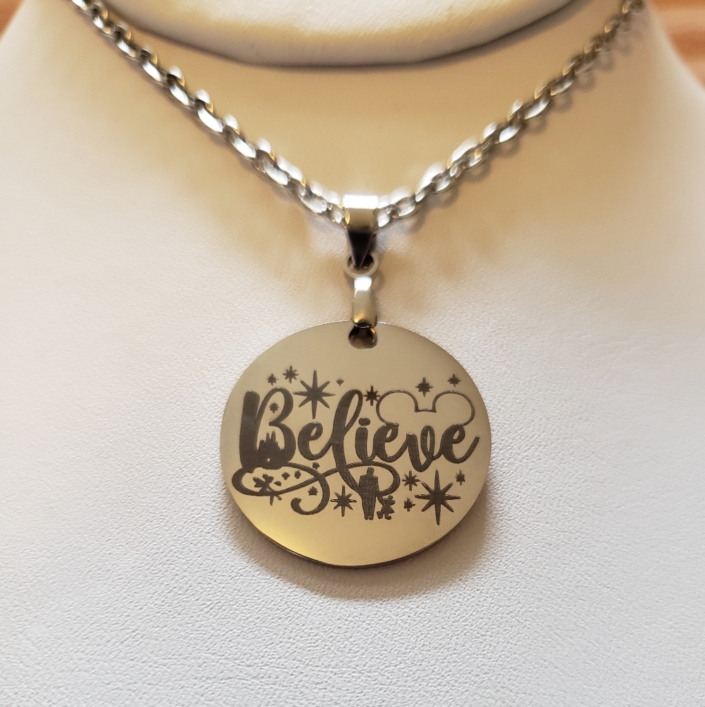 "Mickey Mouse Believe" Pendant Necklace